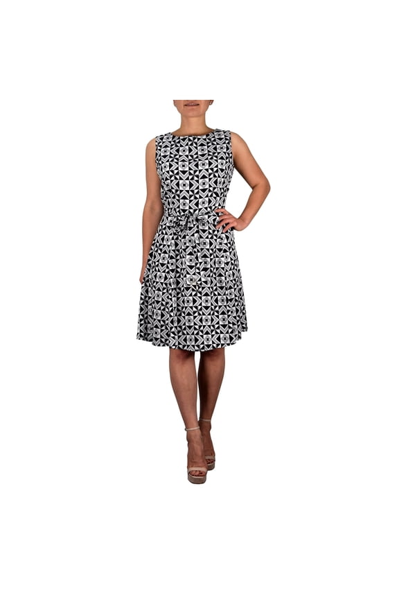 Silky Vintage Retro A Line Sleeveless Work Casual Belted Dress