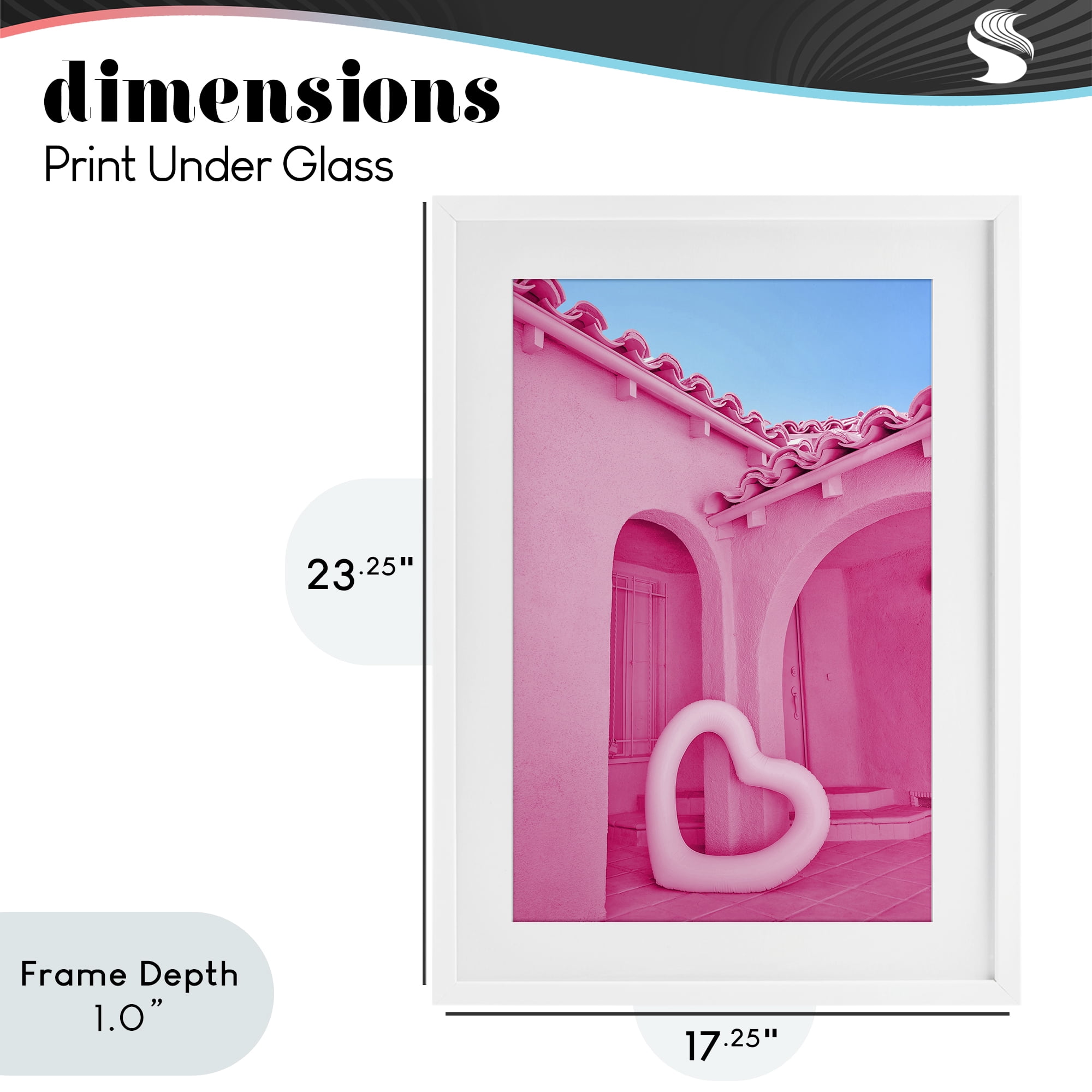 Stupell Industries Pink Pop Heart at Villa White Framed Print Under Glass, design by LISH Creative