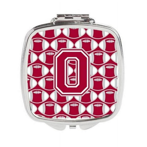 Carolines Treasures  Letter O Football Crimson - Grey & White Compact Mirror