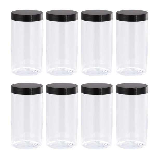 Uxcell 17oz/ 500ml tarros de plástico redondos con tapa de tornillo negra para almacenamiento 8Pack