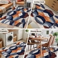 thumbnail image 6 of 4x6 Area Rugs, Navy Blue Burnt Orange Non-Skid Rubber Backing Large Rectangle Rugs - Living Room Bedroom Home Office, Retro Geometric Abstract Indoor Floor Mat Carpets Washable Rug, 6 of 9