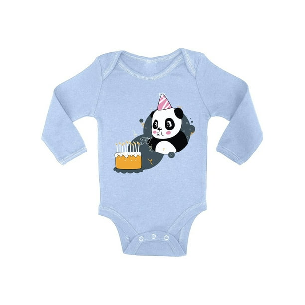Awkward Styles Panda Birthday Baby Bodysuit Long Sleeve Cute Gifts For 1 Year Old Animal Lover Outfit Funny Panda Clothing Birthday One Piece Top For Baby Boy Birthday One Piece Top For