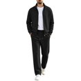 thumbnail image 2 of Maqroz Mens Two Piece Tracksuit Matching Sets Solid Full Zip Up Jacket Straight Leg Sweatpants Casual Athletic Activewear Suits, 2 of 5