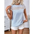 thumbnail image 6 of Women'S Tops Casual Scoop Neck Short Sleeve Hollow Out Shirts Loose Tunic Tops Blouses Blue M, 6 of 9