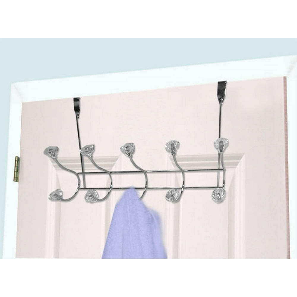 5 Hook Over the Door Hanging Rack with Crystal Knobs,Chrome Walmart