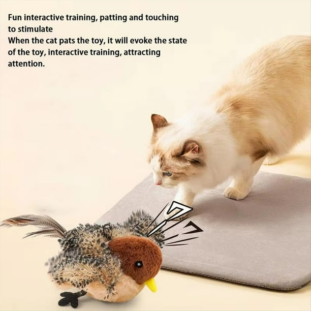 Juguete Electrónico para Gatos,Juguete Interactivo con Forma Gorrión, Pájaro, Simulación Sonido, Juguetes Peluche para Gatos, Juguetes para Burlas, Juguete para Gatitos Que Cantan