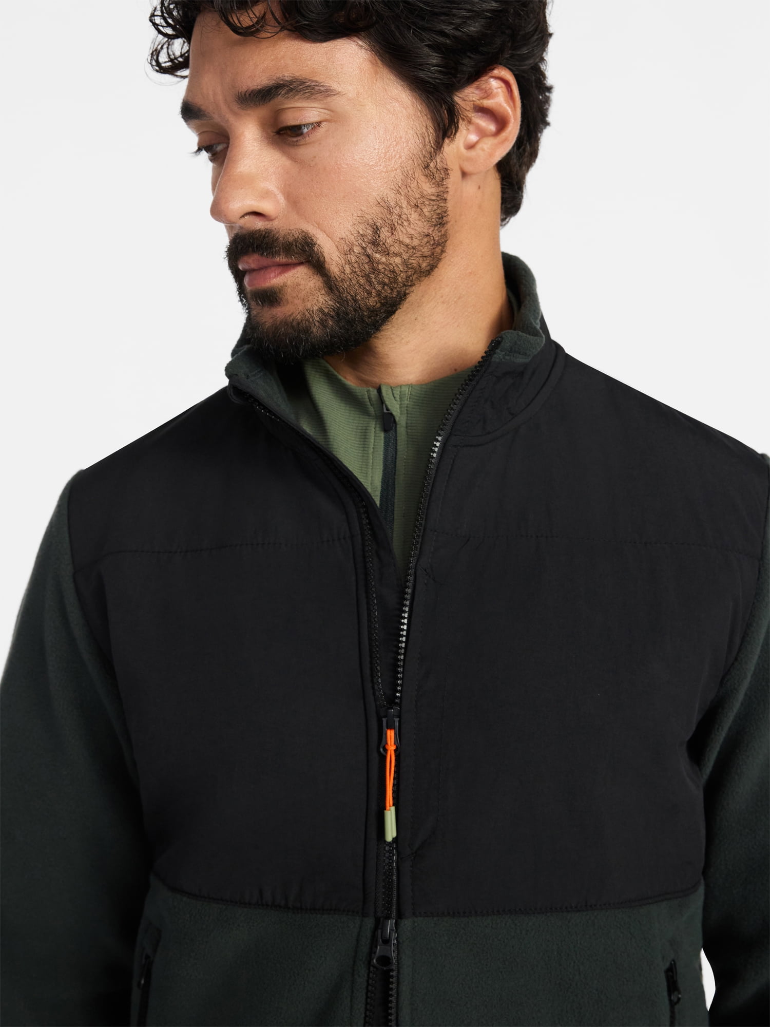 Ozark Trail Men's and Big Men's Mix Media Fleece Jacket, Sizes S-3XL