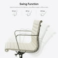 thumbnail image 4 of Mid-Back Ribbed Office Chair Leather Executive Chair Ergonomic Desk Chair,Height Adjustable, Lumbar Support, Swivel,White 1pc, 4 of 9