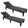 thumbnail image 1 of Sunnydaze Decor Chaise Longue Réglable à 5 Positions avec Design Aspect Bois - Ensemble de 2, Noir, 1 of 10