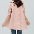 thumbnail image 4 of Uaswgudfs Women's Puff Sleeve High Collar Blouse: Relaxed Fit Breathable Top with Elegant Spring/Summer Design & Soft Fabric Pink L, 4 of 7