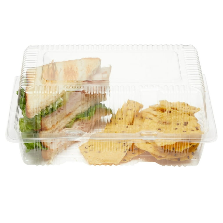 Clear Disposable Food Containers with Lids, Plastic Take Out Boxes (9x6x4  In, 50 Pack)