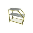 thumbnail image 3 of 24" Gold Metal and White Marble Side Table, 3 of 7