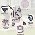 thumbnail image 6 of BestPet 3 Wheels Pet Stroller Folding with Cup Holder & Removable Liner,Light Pink, 6 of 7