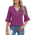 thumbnail image 4 of Blusa Rapbin para mujer, manga 3/4, cuello en V, fucsia, 4 of 5