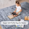 thumbnail image 6 of Gymax 5 x 7 FT Faux Fur Soft Shag Area Rug Fluffy Throw Carpet Non-slip Home Light Grey, 6 of 10
