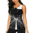 thumbnail image 2 of Picia Futuristic Moonlit Cityscape Pattern Women's Workout Tank Top,Breathable Activewear,Slim Fit Athletic Top,Versatile Workout Moisture-wicking top-Medium, 2 of 9
