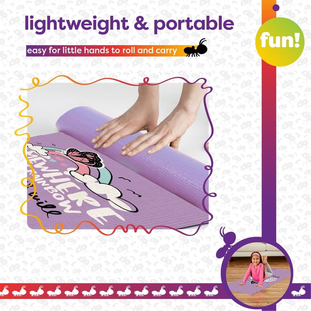 Antsy Pants Kids Yoga Mat - Yoga Mat for Kids, Yoga Mats for Home Workout, Travel Yoga Mat, Yoga Mat Non Slip, 60” x 24”, 3mm Free of Toxic Phthalates, Rainbow