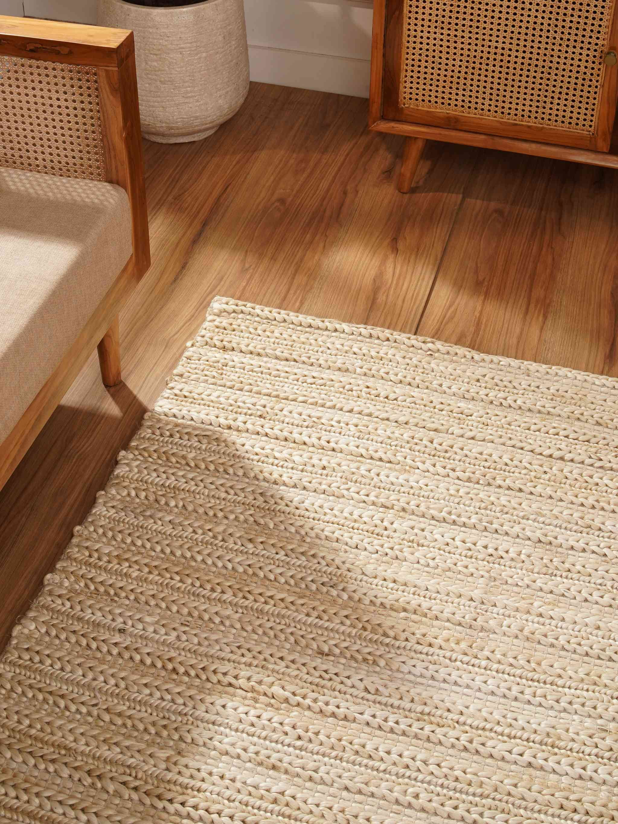 Rugsotic Carpets Hand Knotted Sumak Jute 6'x6' Square Area Rug Contemporary Ivory J00012
