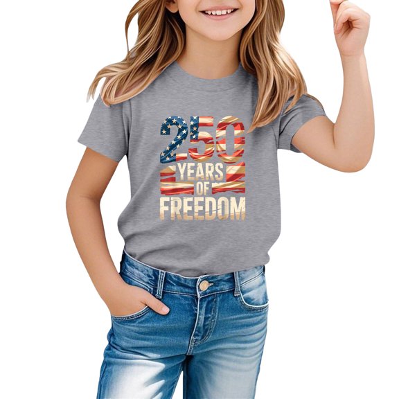 ibiyuan Girls T Shirts 5t Casual Short Sleeve Girl Tops Size 7-8 Kids Shirts Girls 12-14 Round Neck Letter Print Tee Comfort Girl Summer Clothes,6-7 Years