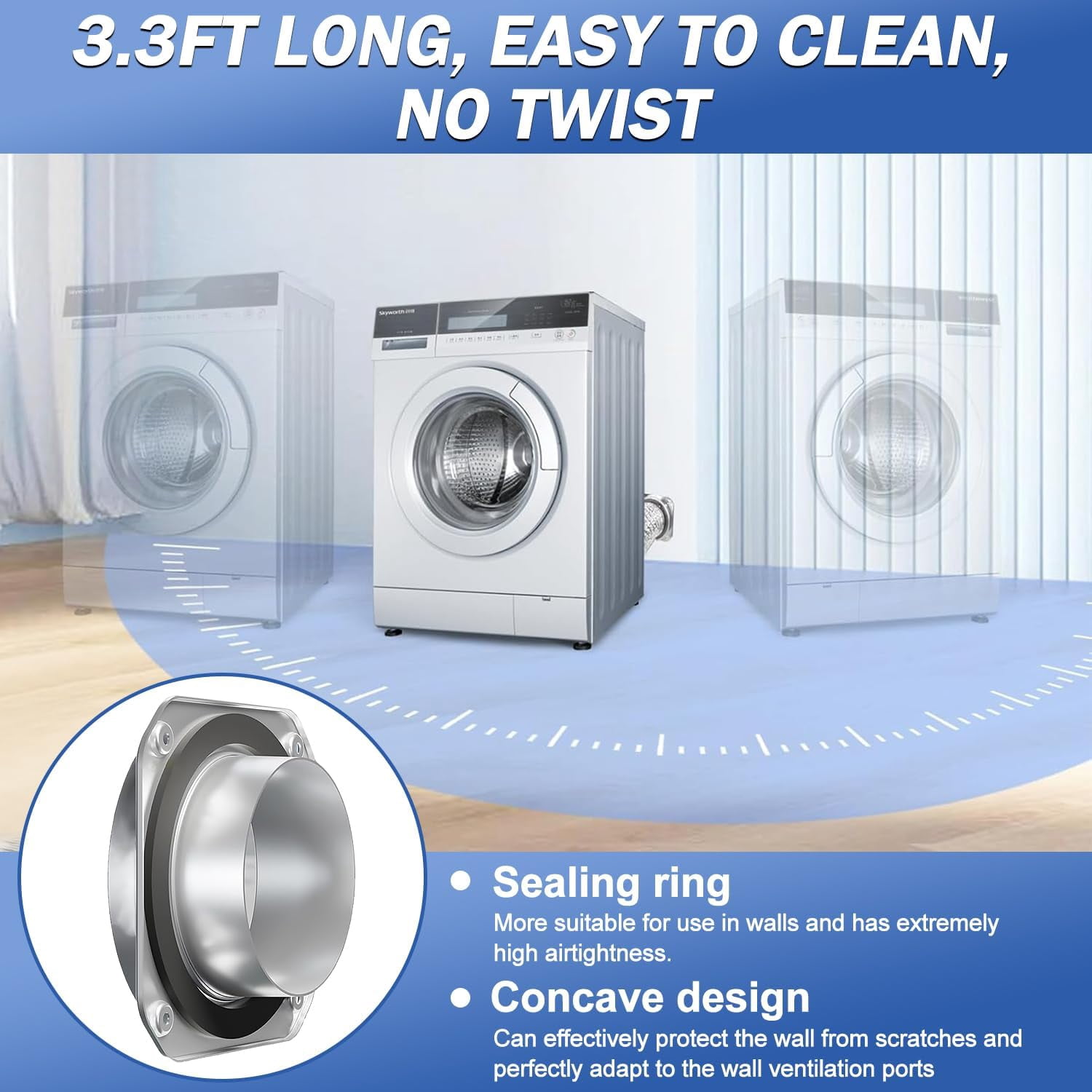 4 Inch Magnetic Dryer Vent Connector Kit Quick Connect Dryer Hose Coupling with Flexible Duct Clamps Dryer Vent Replacement Parts for Tight Spaces Easy Cleaning