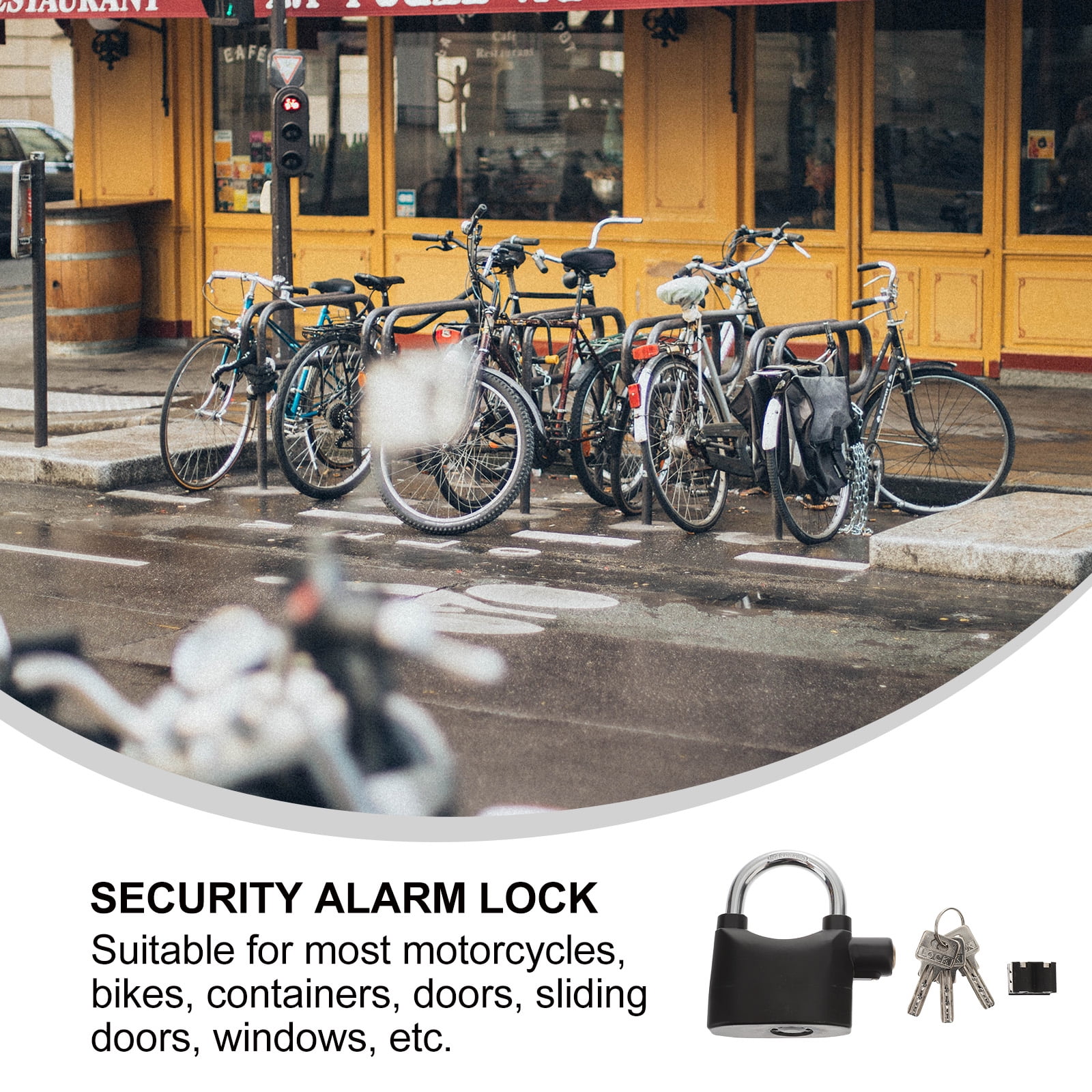 Omeite 2Pcs Universal Security Alarm Lock Bike Alarm Lock Durable U Bike Lock (Black)