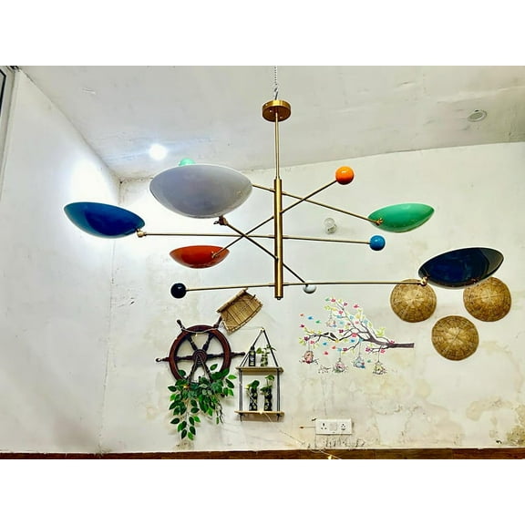 Mid Century Starburst Chandelier | 5 Arms Light Pendant | Multicolored Pendant Light | Sputnik Chandelier
