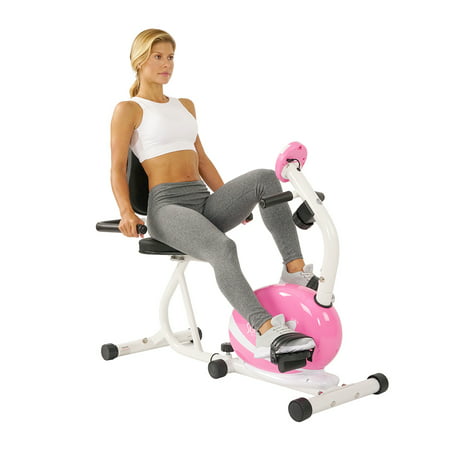 Sunny Health & Fitness Magnetic Stationary Recumbent Exercise Bike, 220 lb Capacity, LCD Monitor, and Pulse Rate Sensor, P8400