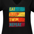 thumbnail image 4 of Inktastic Swimming Eat Sleep Swim Repeat Women's Plus Size V-Neck T-Shirt, 4 of 5