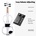 thumbnail image 3 of 4/4 Electric Violin Full Size Wood Silent Fiddle Stringed Instrument Bow Headphone Case White, 3 of 11