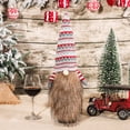 thumbnail image 3 of Bewildely Cubierta de botella de vino de Navidad sin rostro anciano tejido manga rayas sombrero Navidad Toppers hogar comedor fiesta boda Kits de decoración para fiestas Gris rojo, 3 of 6