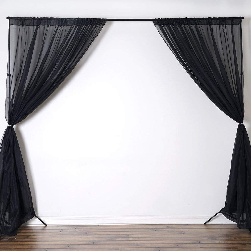 AK TRADING CO. 120" Wide (10Ft Wide) Sheer Voile Drape Panels for Backdrop, Wedding Events, Ceiling Drapes, Event Masking, Decor - Select from 6ft to 50ft Length. (10 feet x 12 feet, Black)