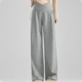 thumbnail image 2 of Annhoo Maternity Wide Leg Sweatpants Crossover Waist Over The Belly Elastic Pregnancy Yoga Pants Casual Trousers with Pockets, 2 of 8