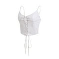 thumbnail image 5 of KOMOO Women Bandage Camisole Sleeveless Spaghetti Strap Crop Top Push Up Corset Top Bustier, 5 of 7