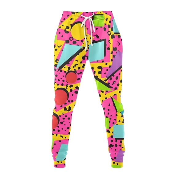 Men's Graphic Printed Joggers Sweatpants Casual Workout Pants Sports Trousers for Gym Running Yellow XL
