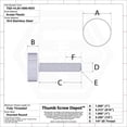 thumbnail image 2 of 1/4"-20 x 1" Thumb Screw Stainless Steel - Gray Knurled Round Plastic Oversized Knob - Standard/Coarse Thread Thumbscrew - Length: 1.000" - Proudly Built in USA - Package of (25), 2 of 2