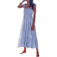 thumbnail image 1 of Brewee Robe Boho à Imprimé Floral d'Été 2024 pour Femmes, Bretelles Spaghetti, Volants, Ligne A, Longue Robe Maxi de Plage, 1 of 5