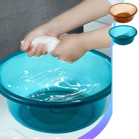 Vacemry Under $5 Medium Size Wash Basin, Durable Plastic Household Cleaning Tub, Thickened Foot Bath Container for Family, Multi-Purpose Laundry Storage Bowl