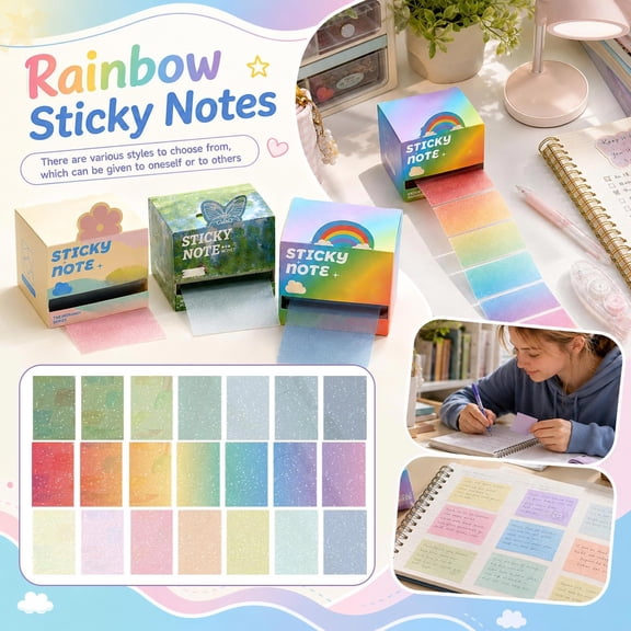 Glitter Sticky Notes, Sparkly Transparent Cute Pull-Out Sticky Notes ,105 Sheets/Box, Easy Pull, Strong Adhesion, No Residue, for Office Teachers Students Gifts