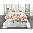 thumbnail image 3 of Ambesonne Wedding Quilted Bedspread Set 3 Pcs, Just Married Rose Rings, King Size, Fern Green White Red, 3 of 5