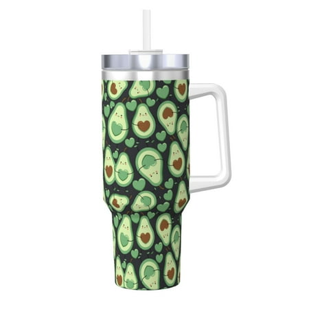 

Lukts Avocado Heart for 40OZ Ice Cup with Handle Stainless Steel Vacuum Insulated Cup Suitable for Indoor and Outdoor Activities