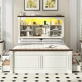 thumbnail image 5 of Blotout Farmhouse Queen Size Bed Frame with 55" Tall Storage Bookcase Headboard & 4 Drawers, Wood Platform Bed Frame with 24" Roman Colum Footboard, LED Light, Charging Station, No Box Spring Needed, 5 of 8