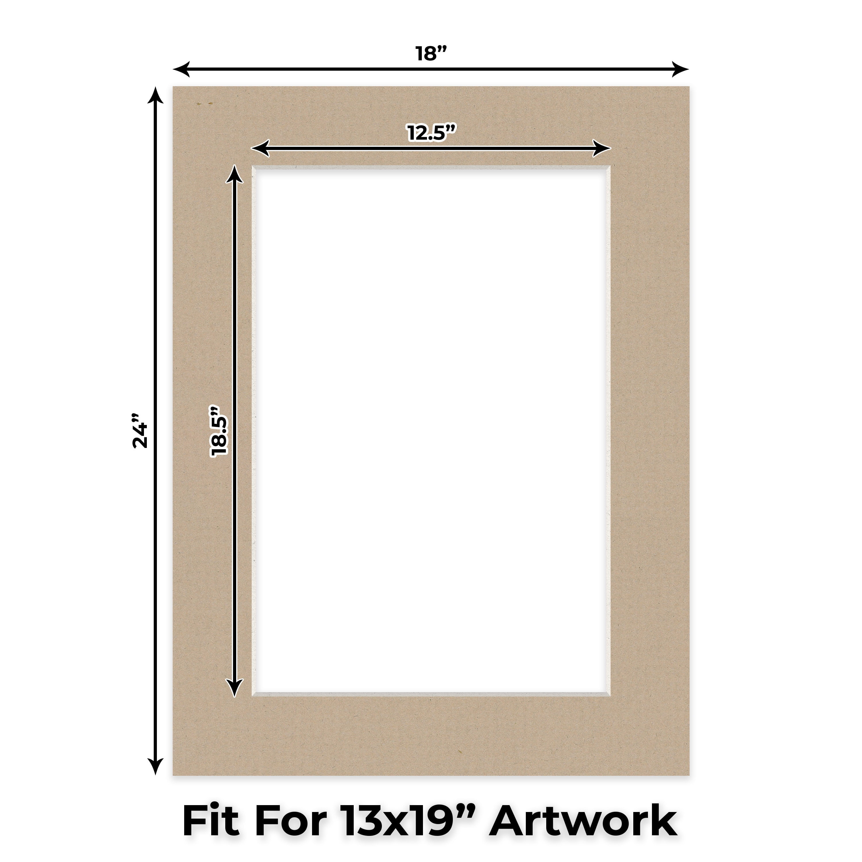 Tawny Brown Picture Frame Mat for 18x24 Frames - Fits 13x19 Photos - 25 Mats