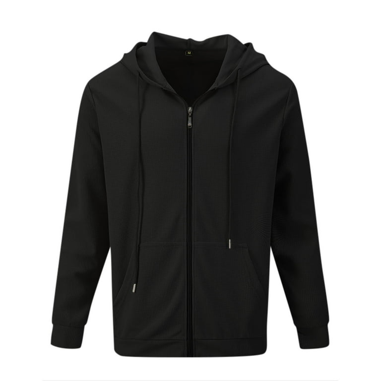 ZVNAΖH Men's Waffle Knit Hoodies Zip Up Hooed Sweatshirt Casual