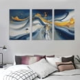 thumbnail image 3 of JRXY Large Framed Abstract Wall Art Modern Blue Golden Grey Abstract Picture Canvas Prints 12''x16'' Ready to Hang 3 Panels 12x16x3pcs, 3 of 4