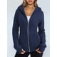 thumbnail image 5 of Sudaderas con Capucha y Cremallera para Mujer, Chaquetas de Forro , Sudaderas de Gran Tamaño, Conjuntos de Moda de Otoño, Suéteres, Ropa de Invierno. Azul Marino S, 5 of 9