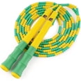 thumbnail image 1 of Buddy Lee Beaded Speed Jump Rope - Yellow/Green, Bamboo Shaped Handles | Soft TPU Beads, High Density Nylon Rope | Perfect For Schools, Gym & Outdoor Jumping | Great for Rope Releases | Kids & Adults, 1 of 5