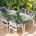 thumbnail image 2 of Palm Leaves Tropical Table Cloths for 3 Foot Rectangle Tables, Green Botanical Summer Linen Patio Waterproof Elastic Fitted Tablecloths, Washable Rectangular Table Cover for Camping, 2 of 8