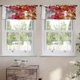 thumbnail image 2 of LALILO Kitchen Curtain Valance Maple Tree Front Wood House Rod Pocket Window Curtain 52"x 18" Set of 2, 2 of 7