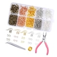 thumbnail image 2 of Suministros de herramientas para hacer aretes, 1128 piezas de anillos para hacer joyas, anillos de salto, accesorios de joyería, kit para hacer joyas elaborado con cuidado, 2 of 10