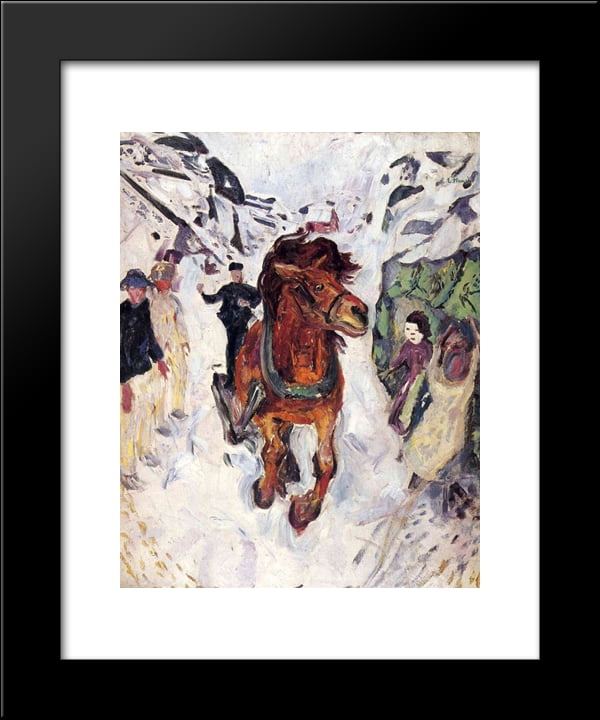 Galloping horse 20x24 Framed Art Print by Munch, Edvard